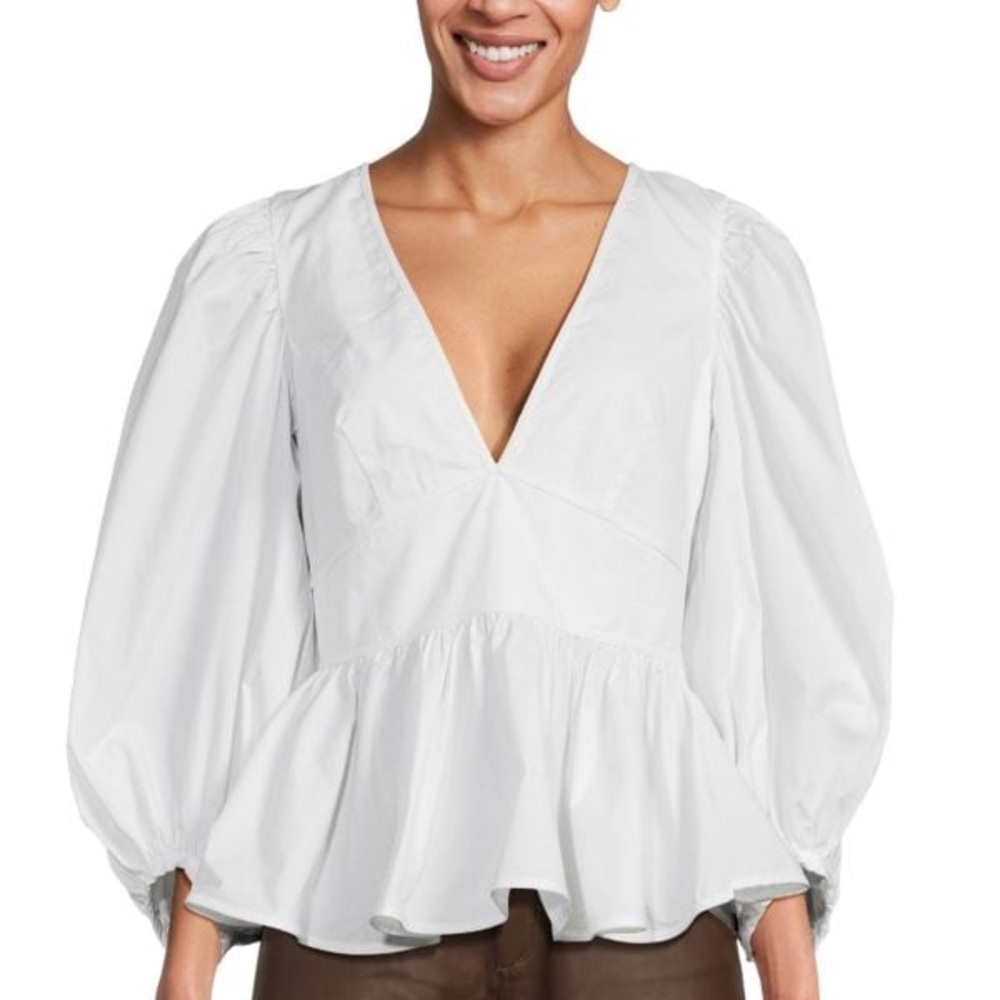 Staud Luna Peplum Top White 2